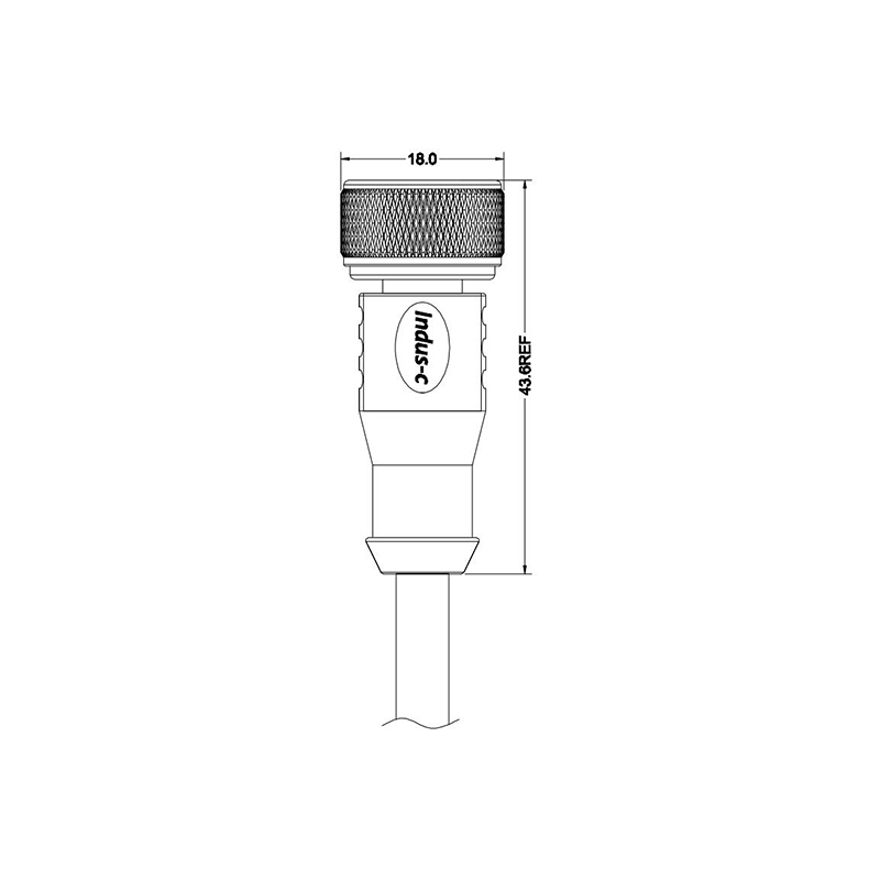 Push-pull m12 3pins A code female straight molded cable,unshielded,PVC,-40°C~+105°C,22AWG 0.34mm²,brass with nickel plated screw